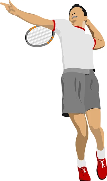 Тенісний гравець. Кольорові Векторні ілюстрації для дизайнерів — стоковий вектор