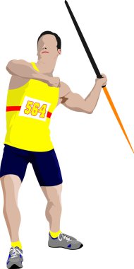 Track and field. Male Javelin thrower on white background. Vecto clipart