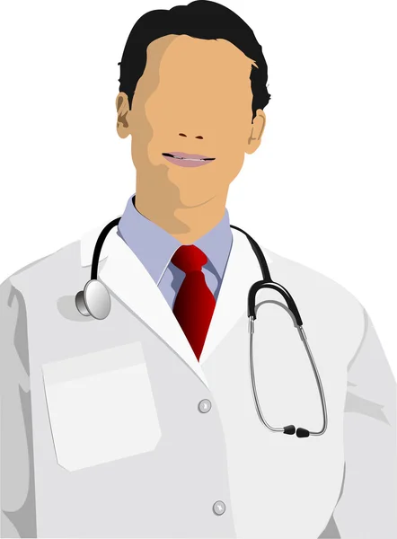 Medico con stetoscopio. Illustrazione vettoriale — Vettoriale Stock