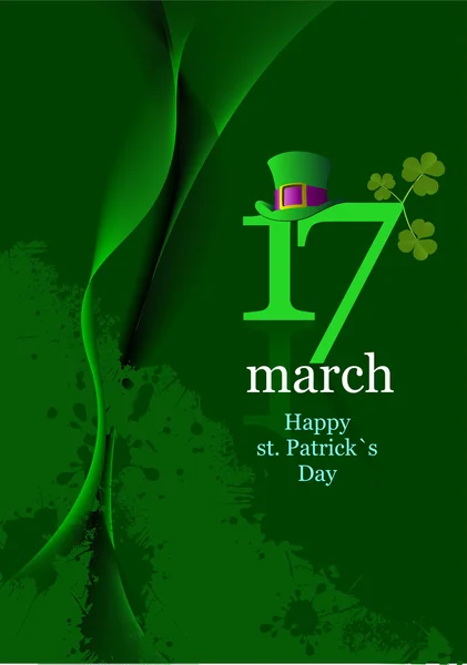 녹색 모자와 St. Patrick 위한 shamrocks의 벡터 — 스톡 벡터