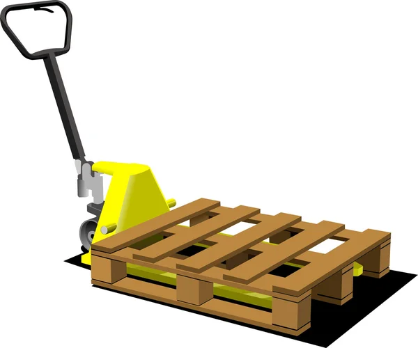 Hand yellow pallet truck. Forklift. Vector illustration — Stock Vector