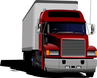 Blue abstract background with truck image. Vector illustration clipart