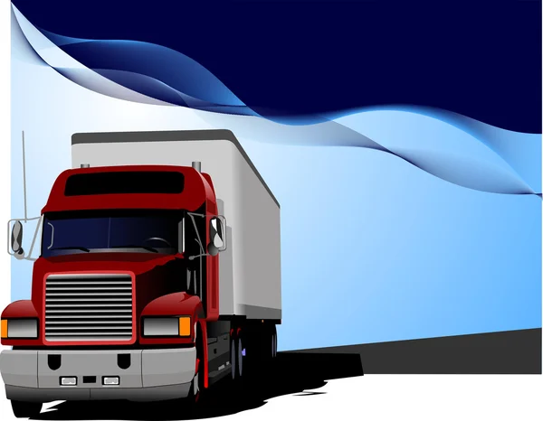 Blå abstrakt bakgrund med lastbil bild. Vektorillustration — Stock vektor