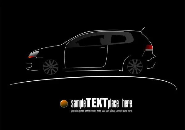 Weiße Silhouette des Autos auf schwarzem Hintergrund. Vektorillustration — Stockvektor