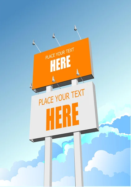 Большая реклама рекламного щита над голубым небом. Векторная иллюстрация — стоковый вектор