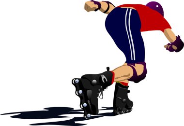 Roller skater illustration silhouette on a white background clipart