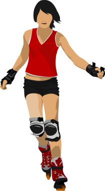 Roller skater illustration silhouette on a white background clipart