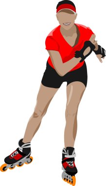 Roller skater illustration silhouette on a white background clipart