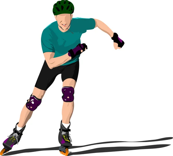 Illustration roller skater silhouette sur fond blanc — Image vectorielle