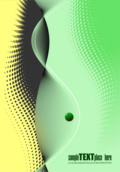 Green-yellow-black abstract wave background. Vector illustratio — Stock Vector