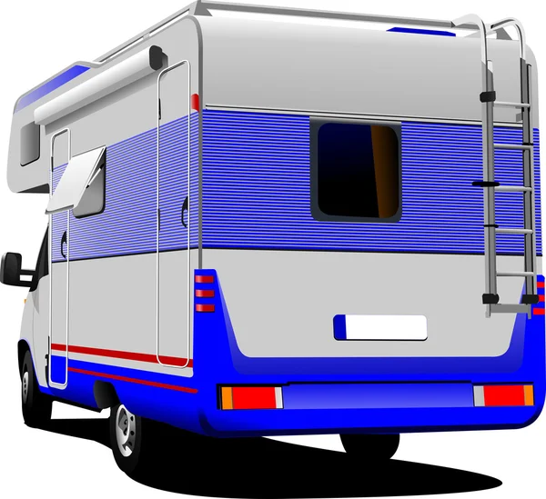 Camioneta autocaravana aislada sobre fondo blanco — Vector de stock