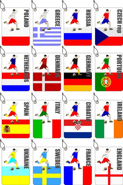Campionato europeo di calcio (calcio) 2012. Tutte le etichette delle tabelle — Vettoriale Stock