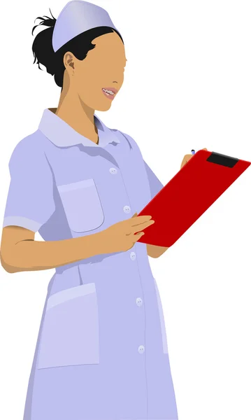 Infirmière avec une blouse blanche. Illustration vectorielle — Image vectorielle