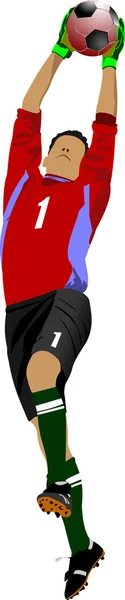 サッカー サッカー選手。ゴールキーパー。色ベクトル イラスト — ストックベクタ