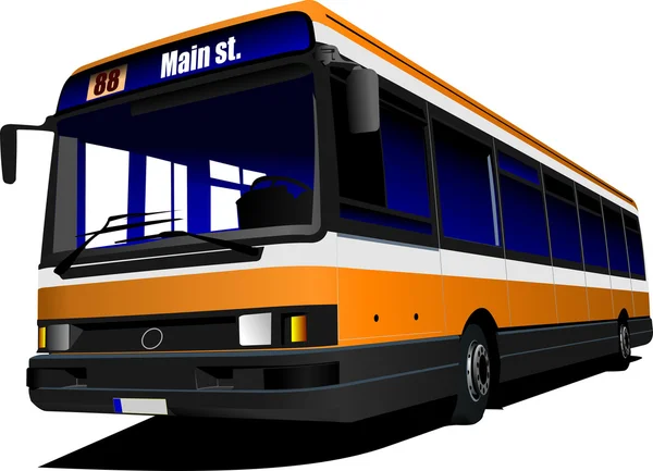 Городской автобус на дороге. Векторная иллюстрация — стоковый вектор