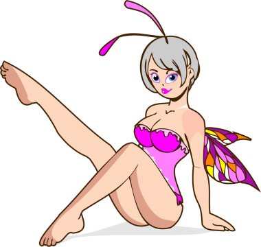 Vector illustration of a cute pink fairy princess clipart