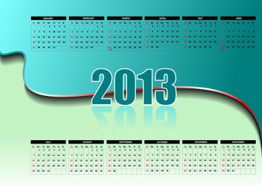 Calendar 2013 with American holidays. Months. Vector illustratio clipart