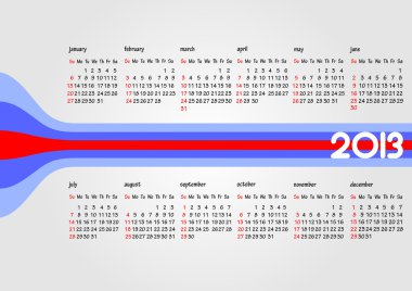 Calendar 2013 with American holidays. Months. Vector illustratio clipart