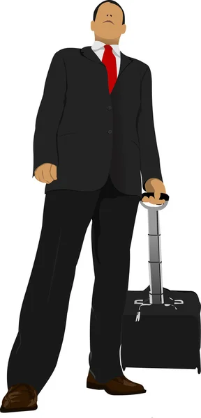 Homme d'affaires avec valise. Illustration vectorielle — Image vectorielle