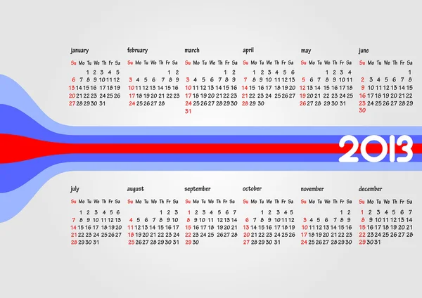 Calendário 2013 com feriados americanos. Meses. Vector illustratio — Vetor de Stock