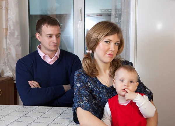 Family after quarrel in home — Stock Photo, Image