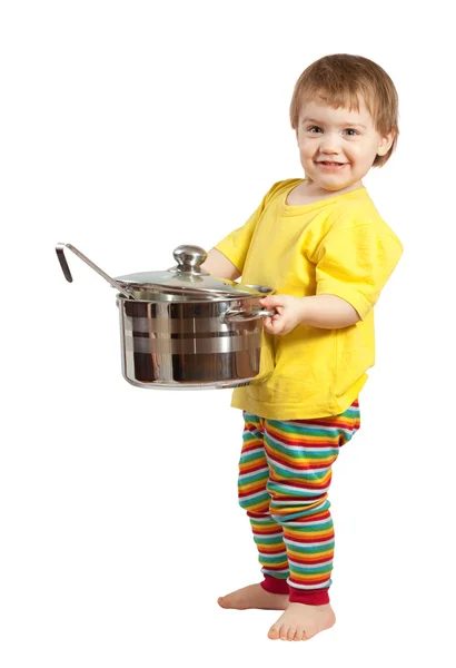 Baby kok met pan. geïsoleerd over Wit — Stockfoto