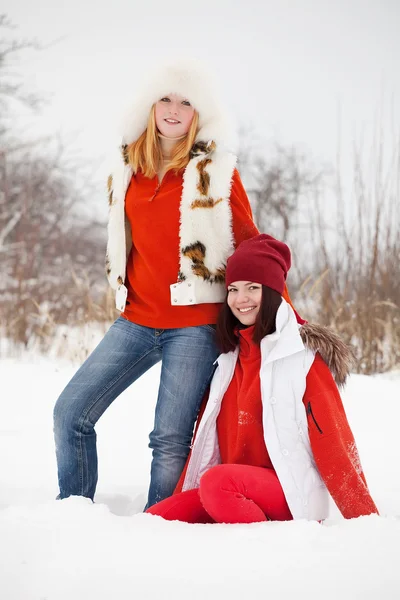 Portret van meisjes in de winter — Stockfoto