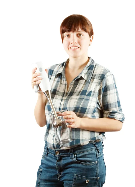 Girl with electric blender — Stock Photo, Image