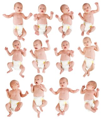 Newborn babies over white background clipart