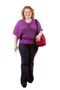 Fat ugly woman with bag clipart