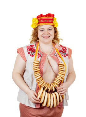 Erotic shot of woman in Russian folk clothes clipart