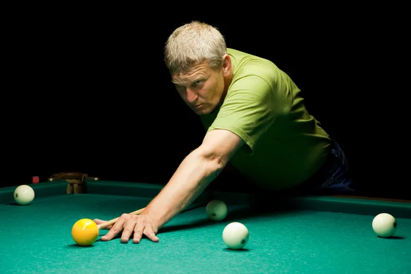 Man plays russian billiards — Stock Photo, Image