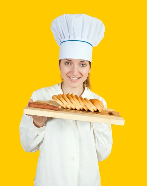 Female cook with sweets — Stock Photo, Image