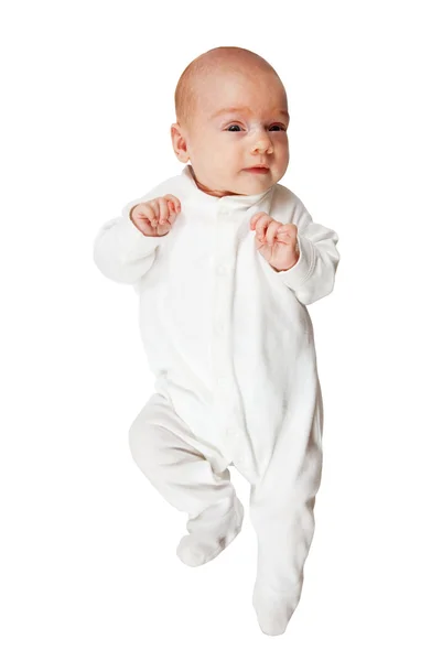 Baby in witte romper — Stockfoto