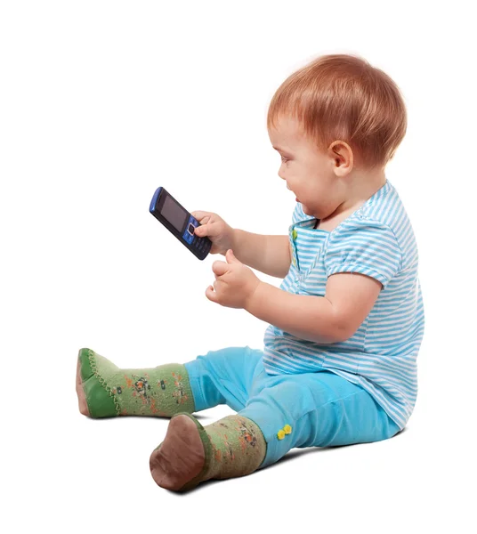 Criança de ano usando celular — Fotografia de Stock