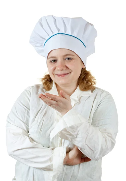 Cook woman in toque — Stock Photo, Image