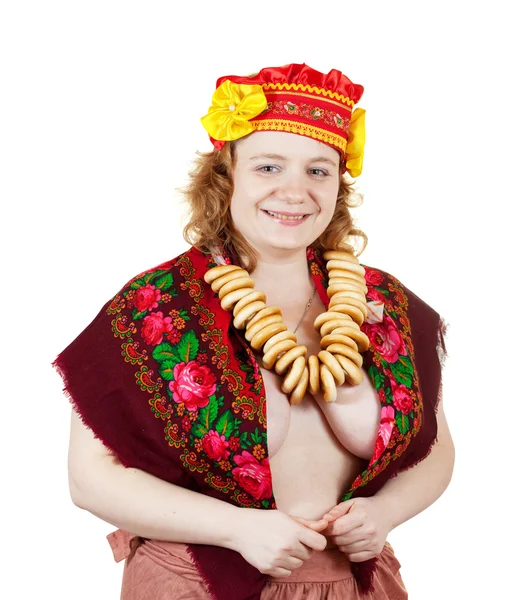 Woman in Russian folk clothes — Stock Photo, Image