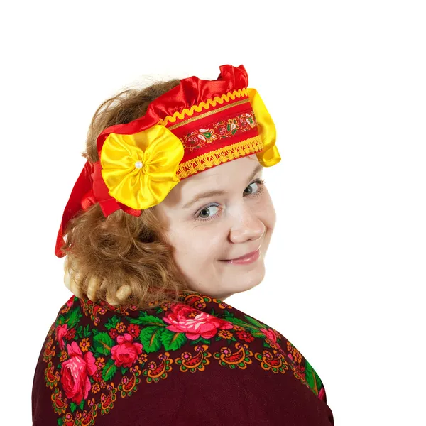 Kadın Rus geleneksel giysiler içinde — Stok fotoğraf