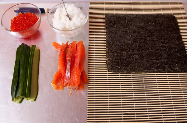 Συστατικά για ρολά σούσι — Φωτογραφία Αρχείου