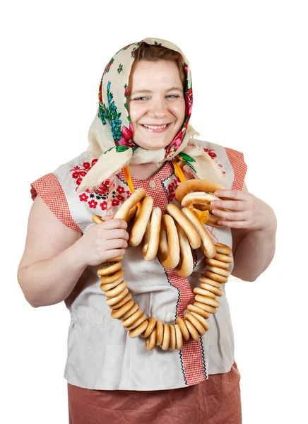 在俄罗斯民间服饰的女人 图库图片