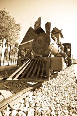 Retro photo of old locomotive clipart