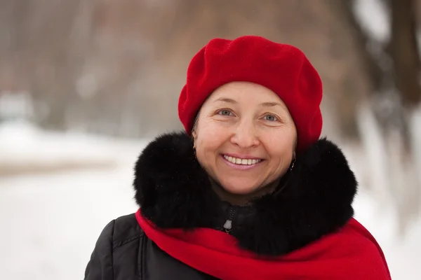 Zima portret kobiety dojrzałe — Zdjęcie stockowe