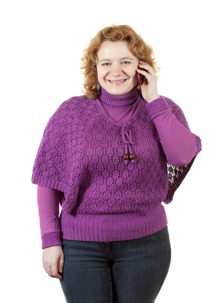stock image Unsightly woman speaks by mobile