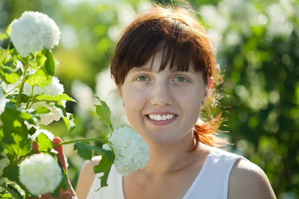 Woman in Roseum plant — Stock Photo, Image