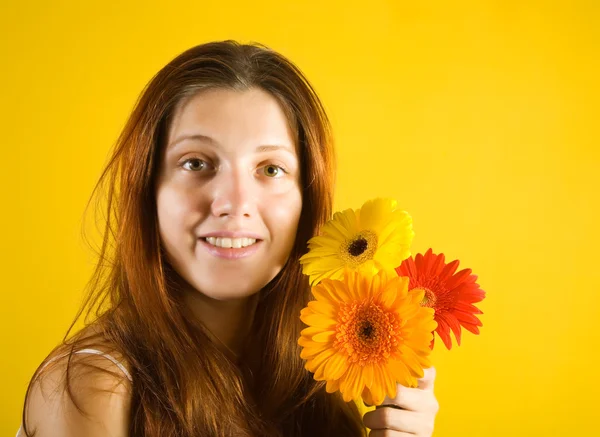 Portrait of girl with flowers — Stock Photo, Image