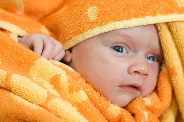 Baby wrapped in warm blanket — Stock Photo, Image