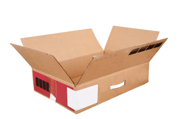 Cardboard box over white background — Stock Photo, Image