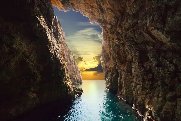 stock image Inside of cave in rising