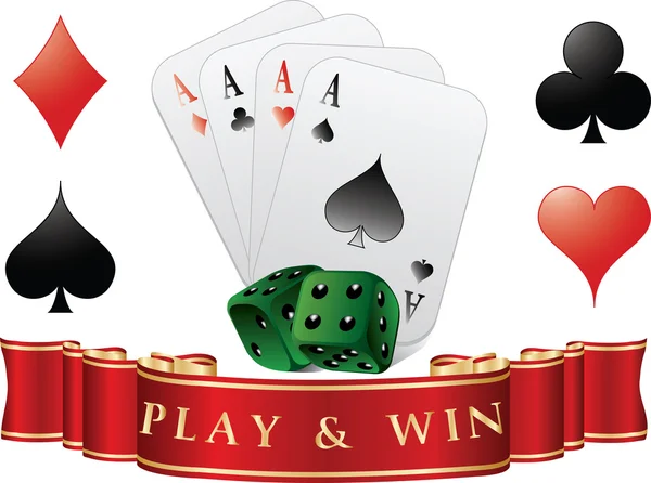 Jouer aux cartes avec des dés — Image vectorielle