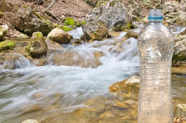 stock image Spring water and bottle